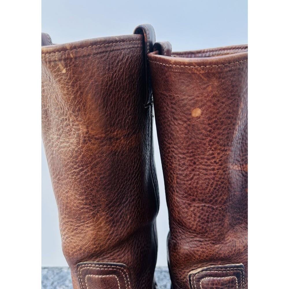 Frye Vintage Brown Leather Harness Boots Women’s Size 8 M Motorcycle Western - Picture 4 of 16